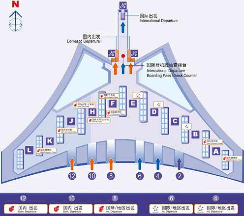 天河机场登机口分布图图片